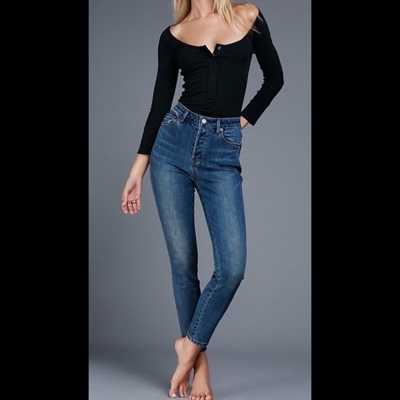 Free People Denim - FREE PEOPLE button fly high rise skinny jeans 29 boho denim
